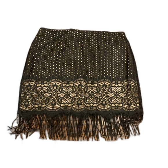 Chelsea and Violet women's fringe skirt black mini skirt size medium BNWT - Picture 2 of 3